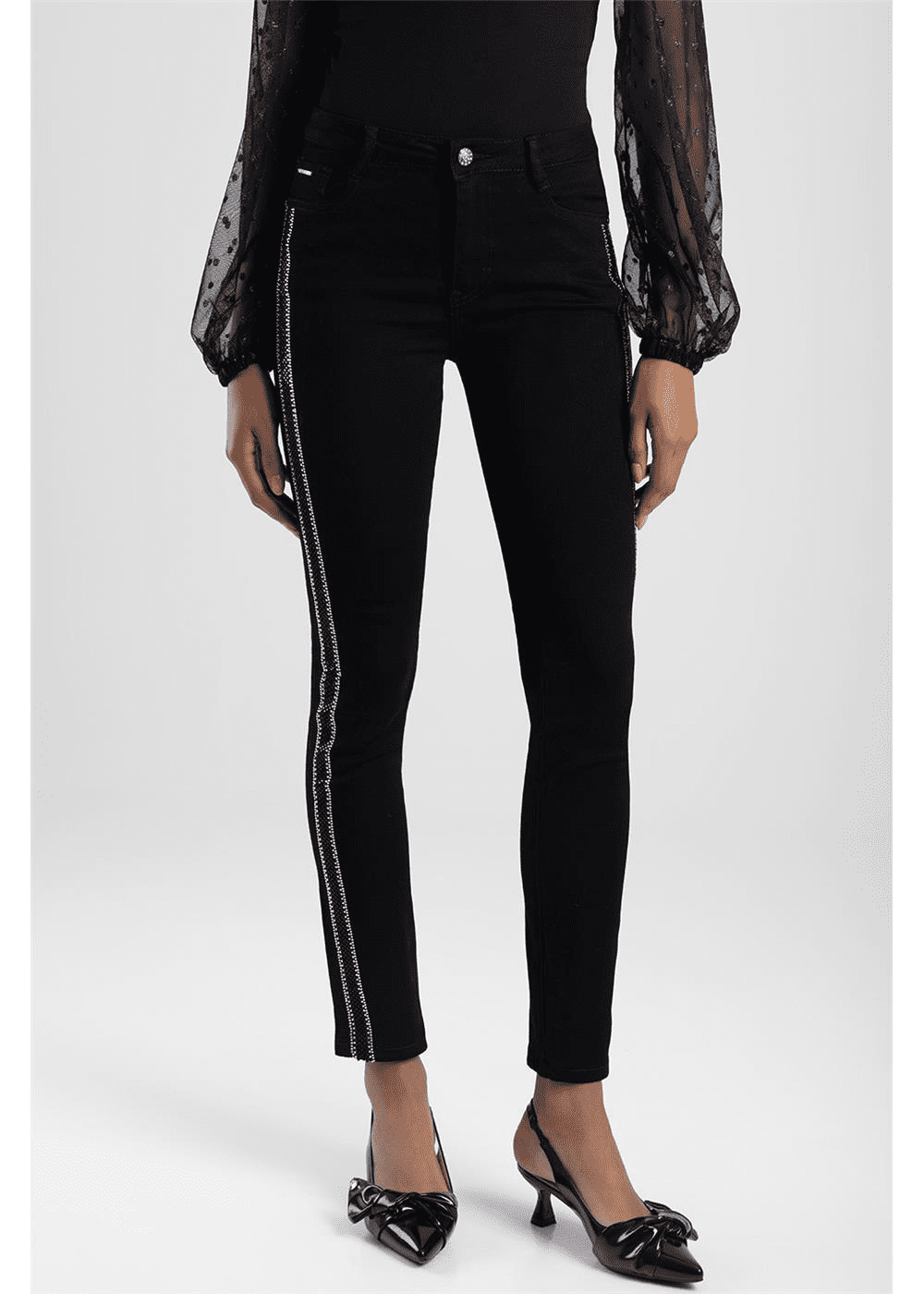 Sissy Boy Womens Slim Straight Leg Jean With Side Tape Black