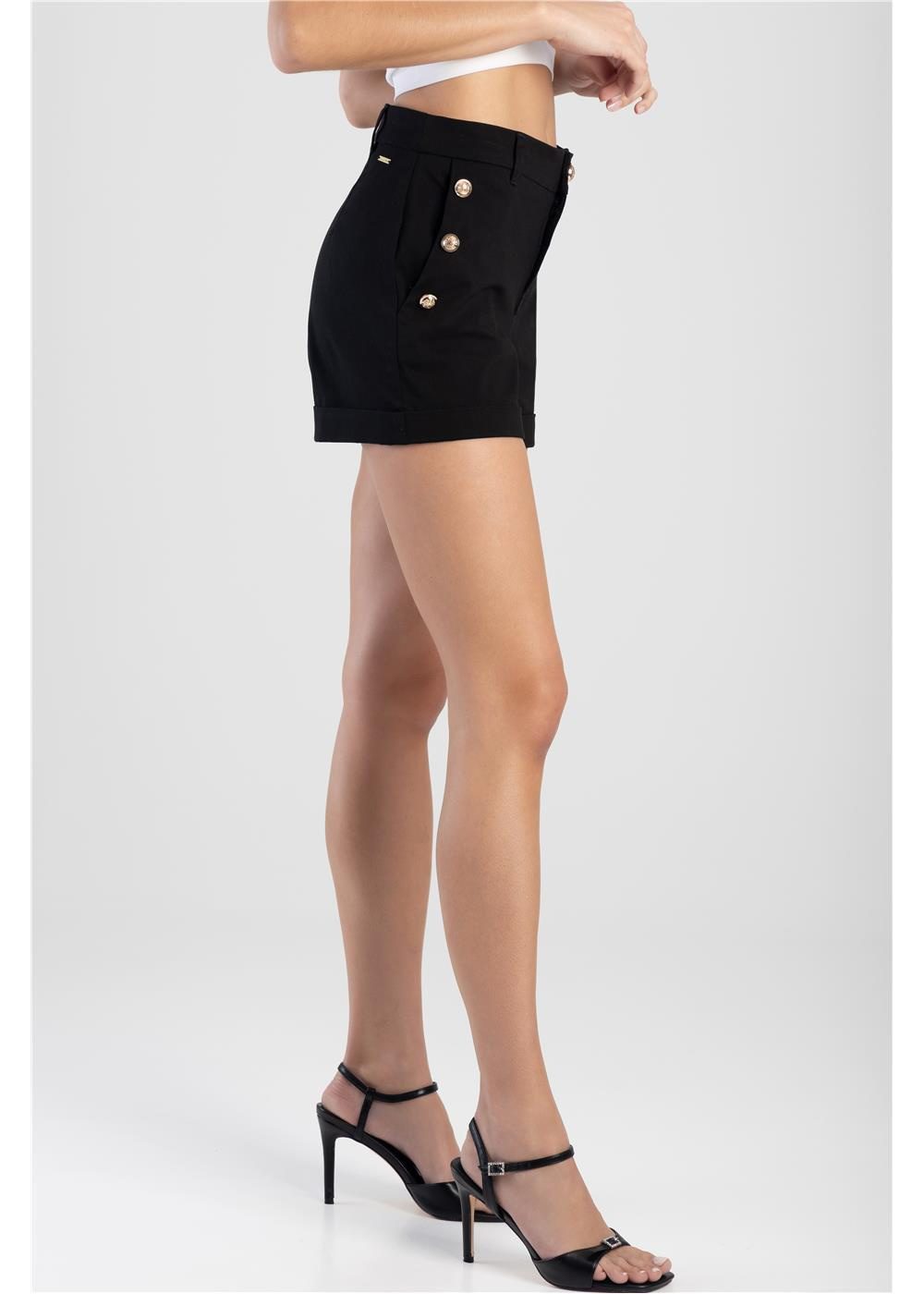 Sissy Boy High Waist Shorts With Buttons Black