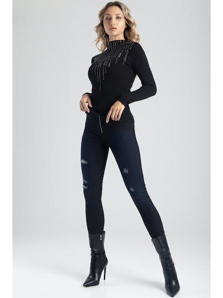 Sissy Boy Womens Omega Ryder Knit & Jean Combo With Rips Dk Vintage