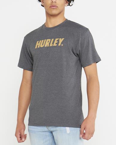 Hurley Mens Fastlane Classic Short Sleeve Tee Heather Black Sand