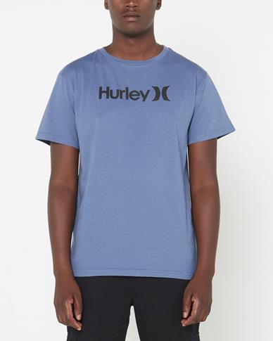 Hurley Mens One And Only Short Sleeve Tee Vintage Blue