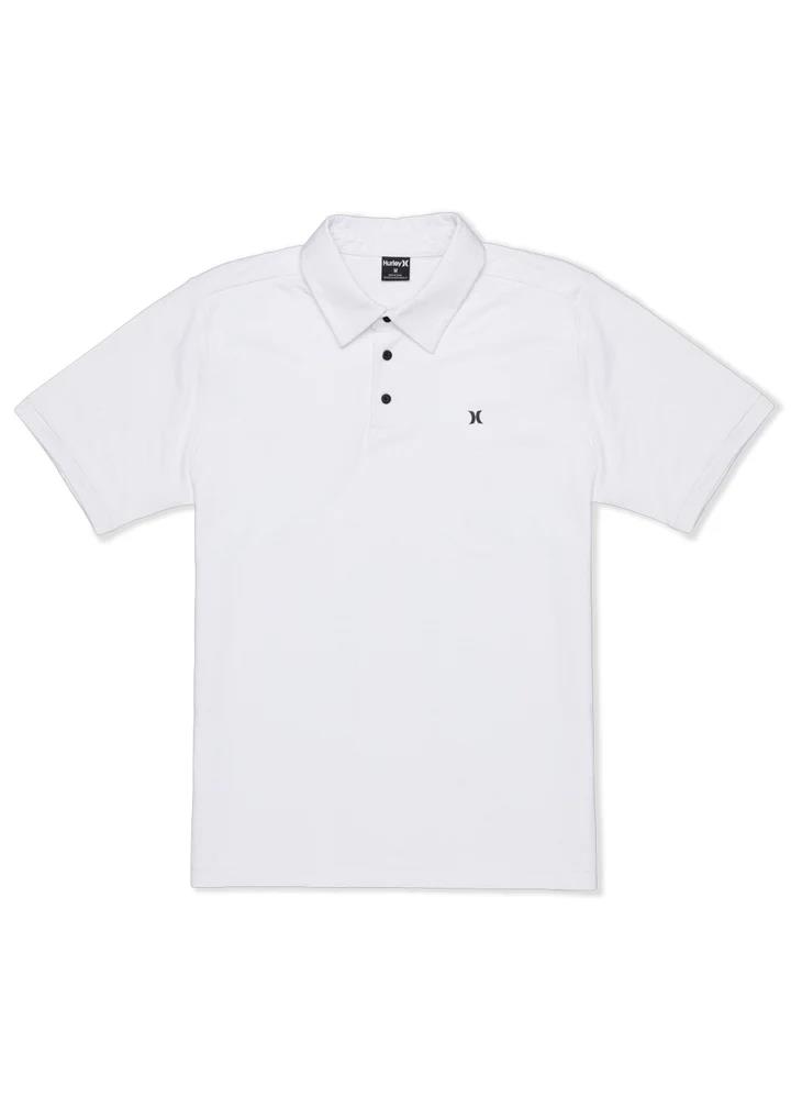 Hurley Mens Icon Slub Short Sleeve Polo Golfer White