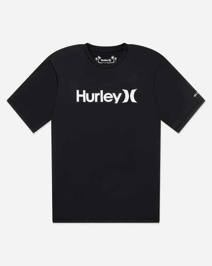 Hurley Mens One And Only Quickdry Rashguard Short Sleeve Rashvest H010 Black