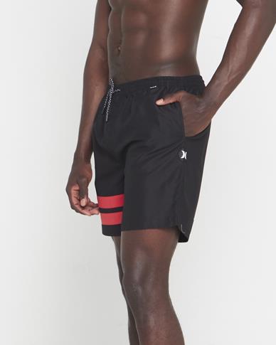 Hurley Mens Block Party Volley Boarshorts Black Red