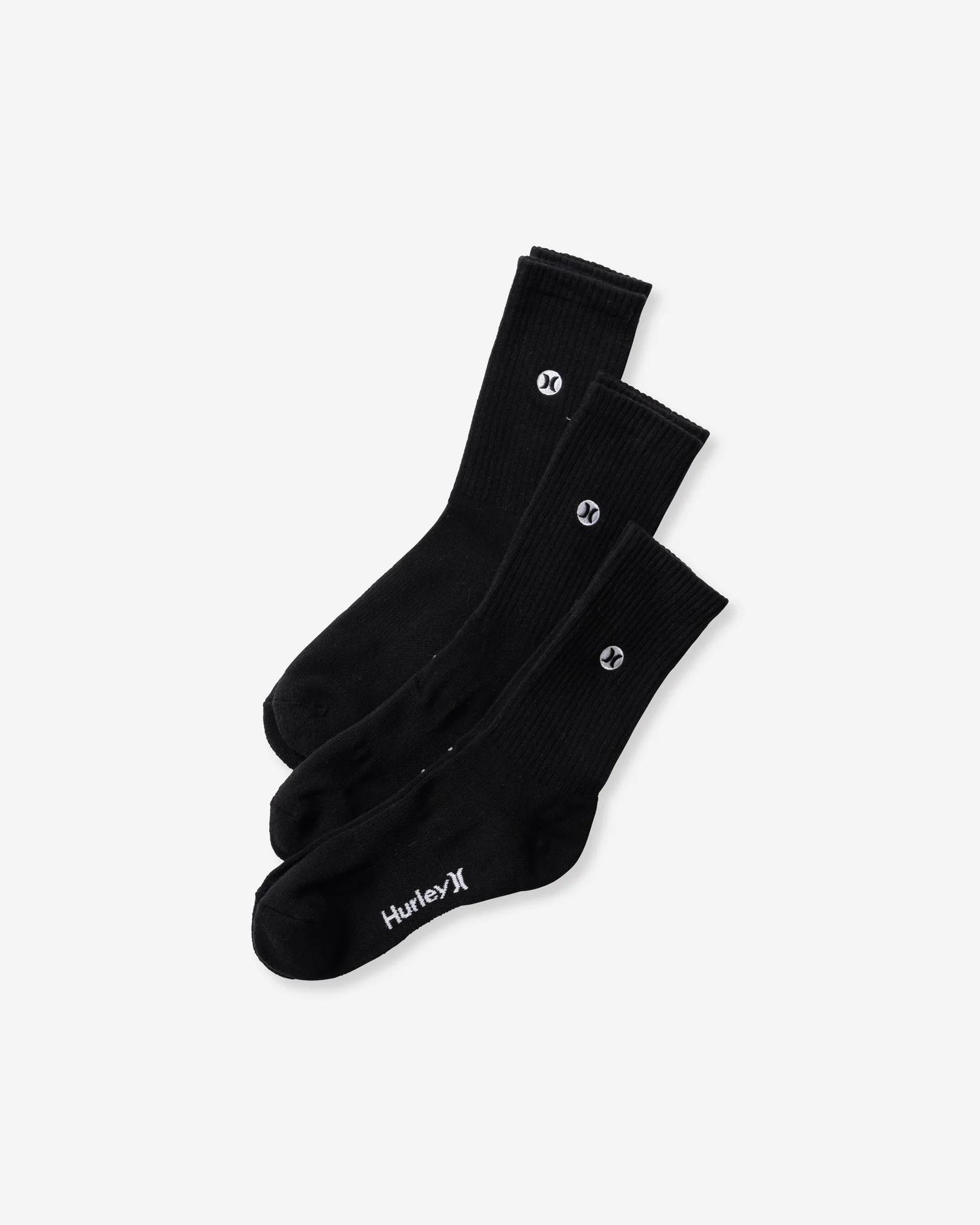 Hurley H20 Dri Crew 3 Pack Socks Black