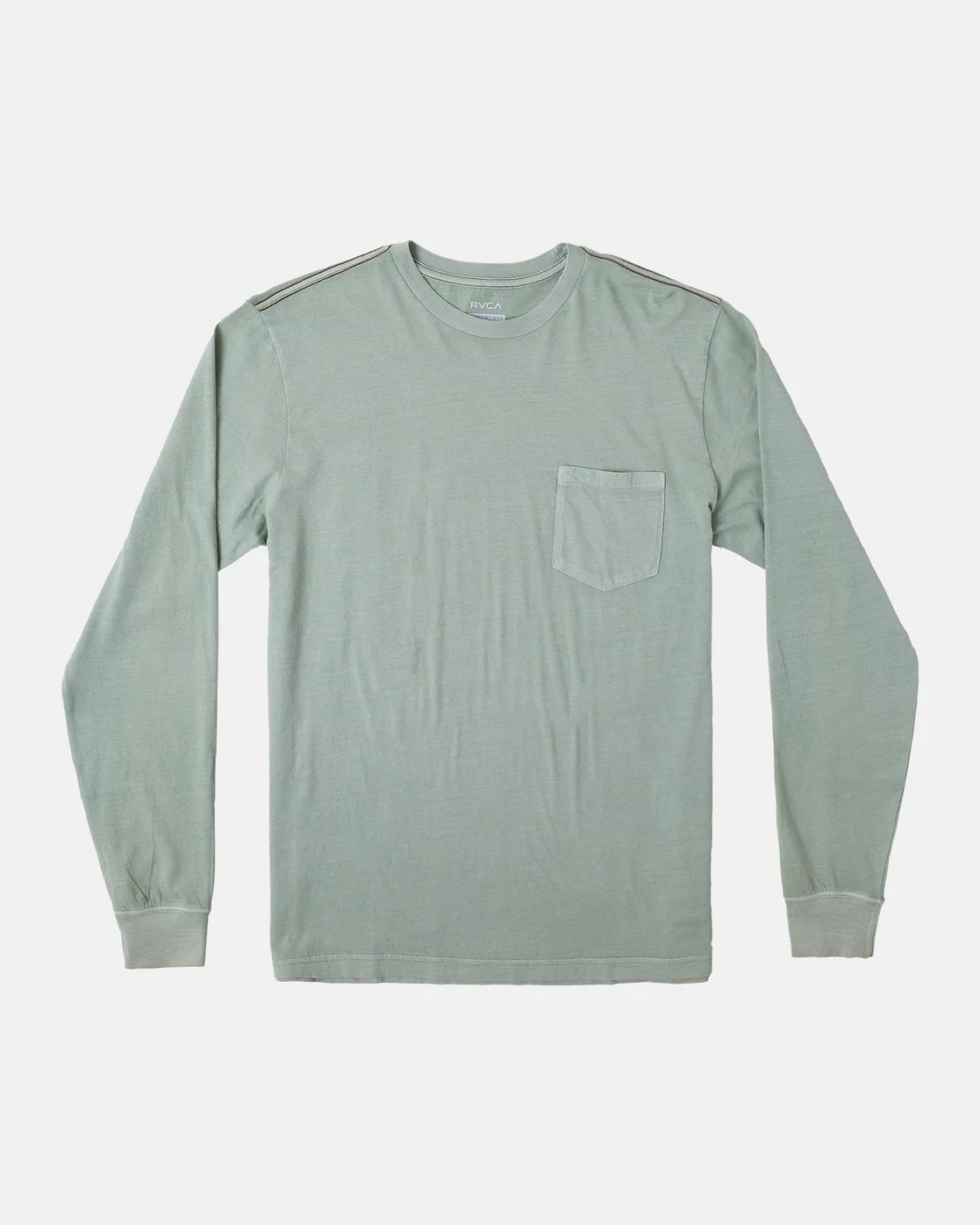 Rvca Mens Ptc 2 Pigment Long Sleeve Tee Green Haze