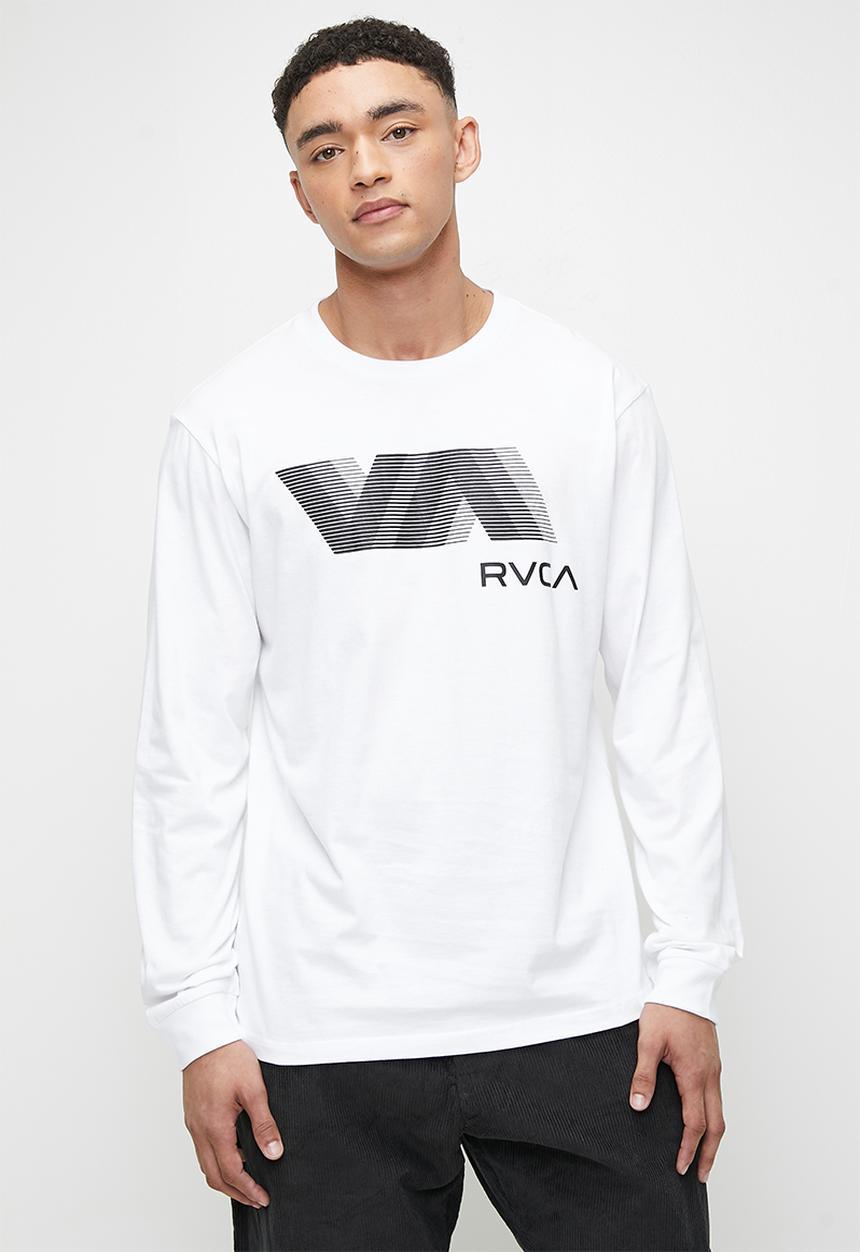 Rvca Mens Va Blur Long Sleeve Tee White
