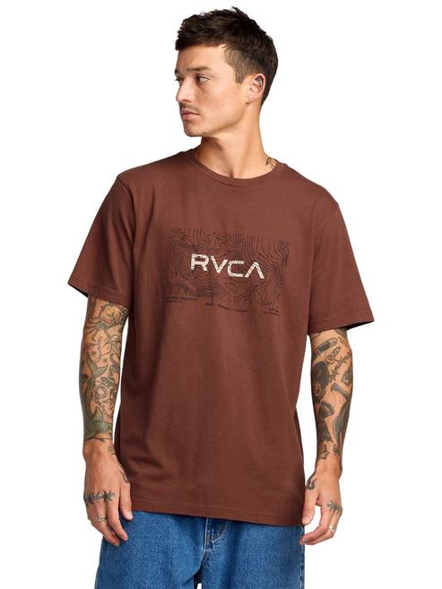 Rvca Mens Topo Xl Red Stitch Short Sleeve Tee Red Earth