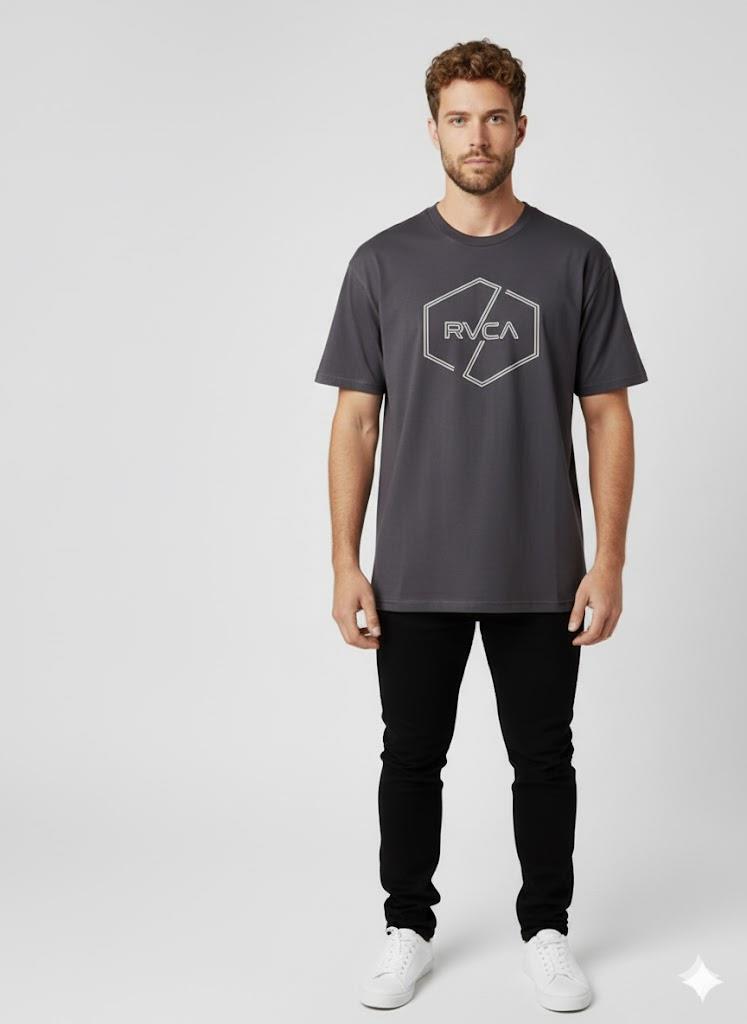 Rvca Mens Pin Hex Short Sleeve Tee Off Black
