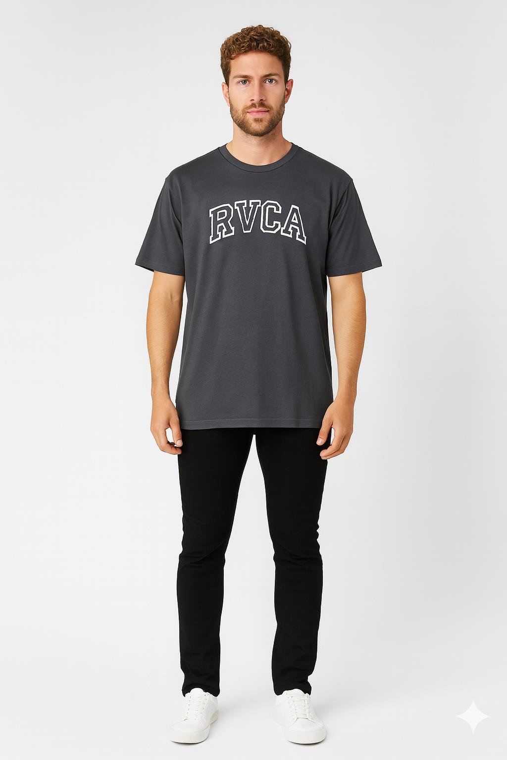 Rvca Mens Teamster Short Sleeve Tee Off Black