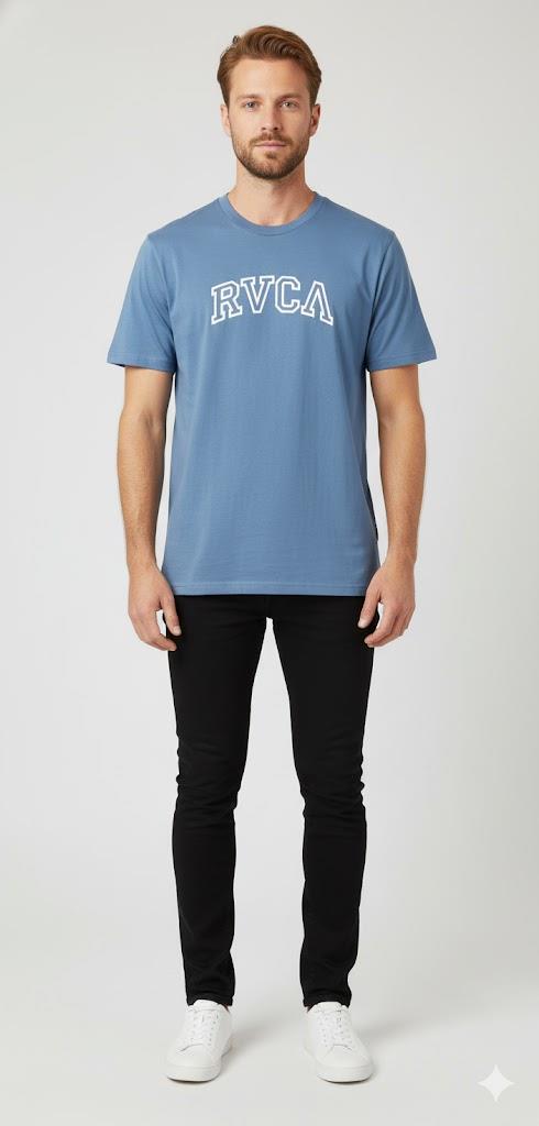 Rvca Mens Teamster Short Sleeve Tee Coronet Blue