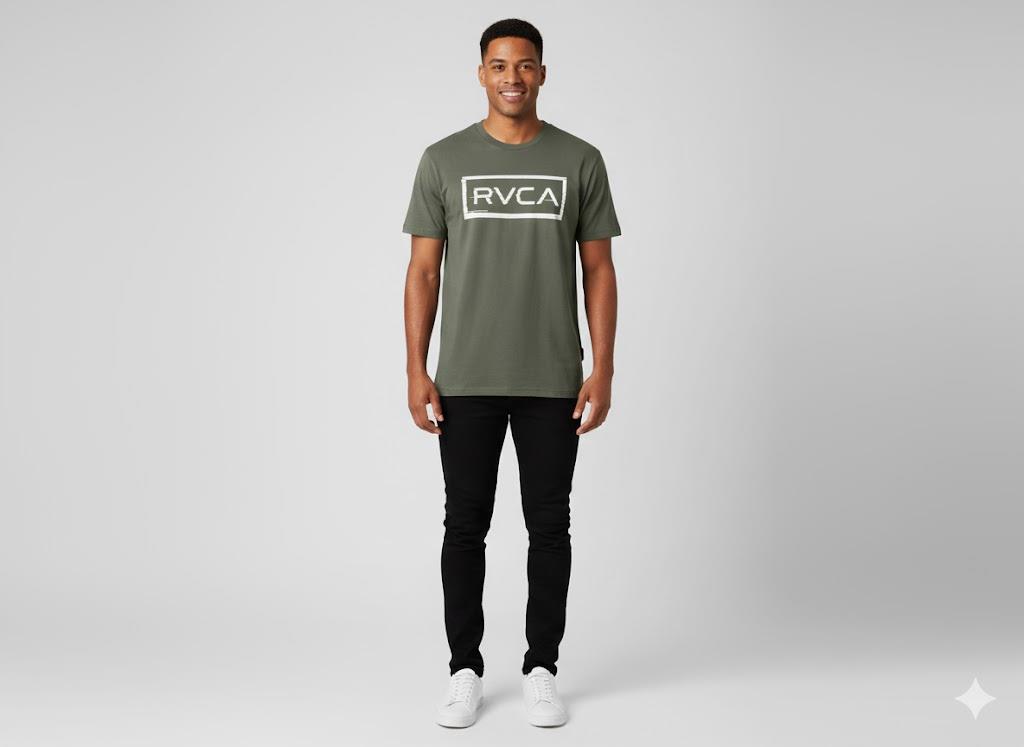 Rvca Mens Glitch Frame Short Sleeve Tee Grape Leaf