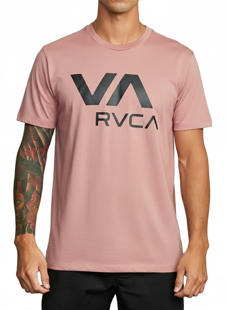 Rvca Mens Va Rvca Short Sleeve Tee Dusty Red Black Logo