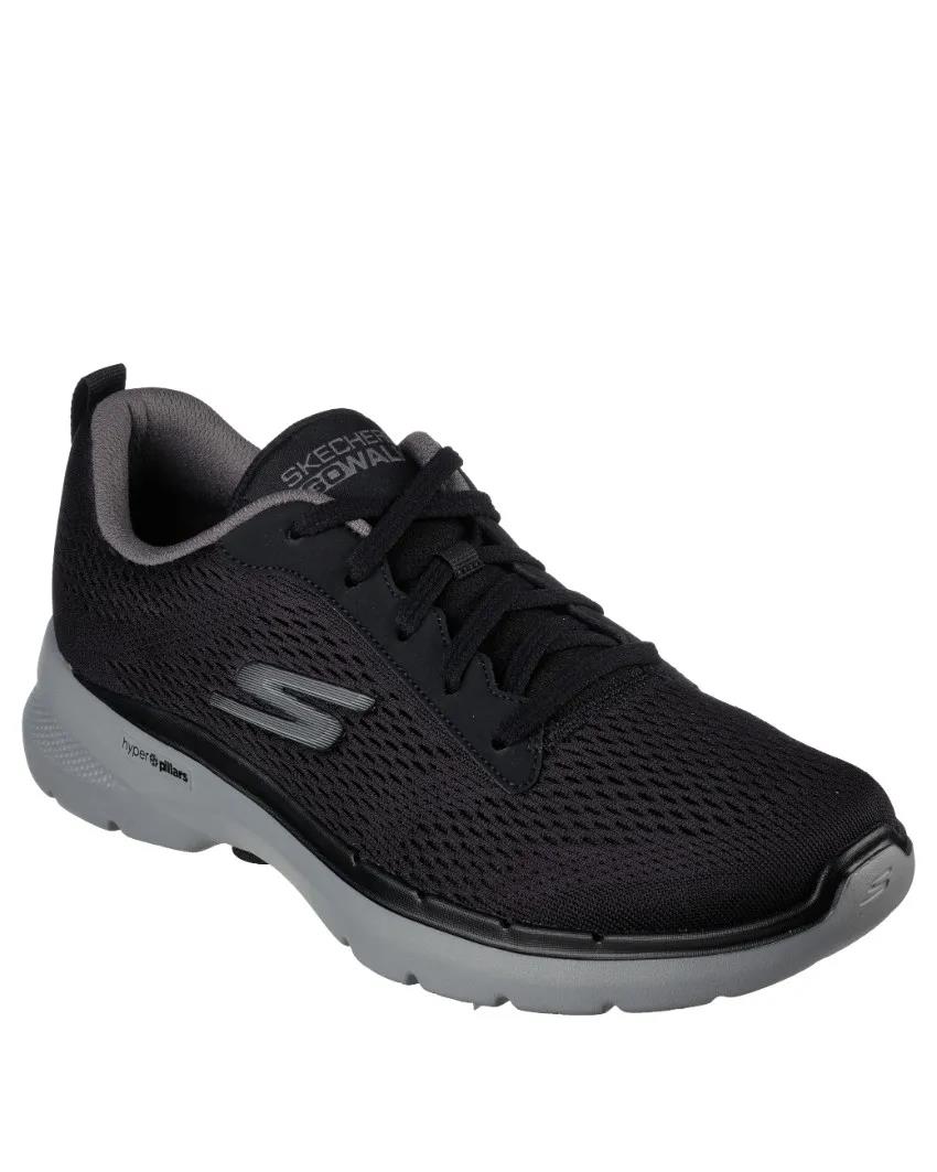 Skechers Mens Go Walk 6 Sneaker Black Grey