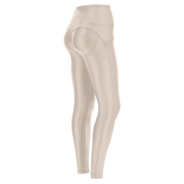 Freddy Womens Wr.Up® Skinny Push Up Faux Leather Trousers With High Waist And Buttons Sand