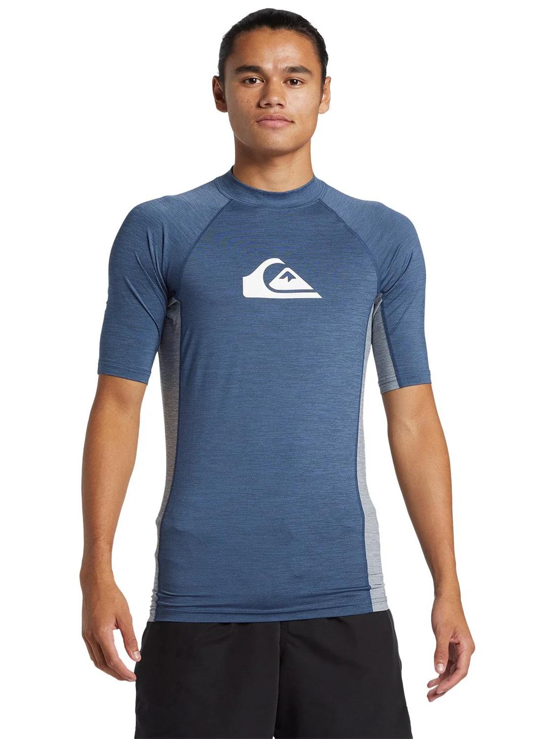 Quiksilver Mens Everyday Upf50 Comp Logo Rashvest Vintage Indigo Heather