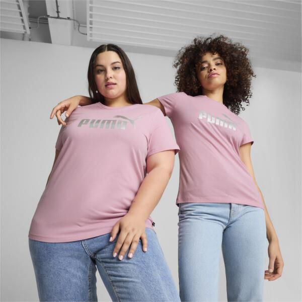 Puma Womens Ess+ Metallic Logo Short Sleeve Tee Mauved