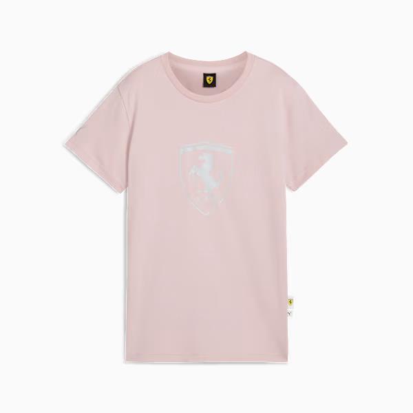 Puma Womens Ferrari Sportswear Tonal Shield Short Sleeve Tee Pale Mauve