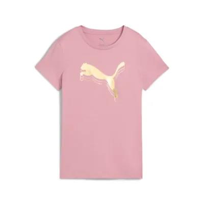 Puma Womens Ess Metallic Short Sleeve Tee Poised Pink