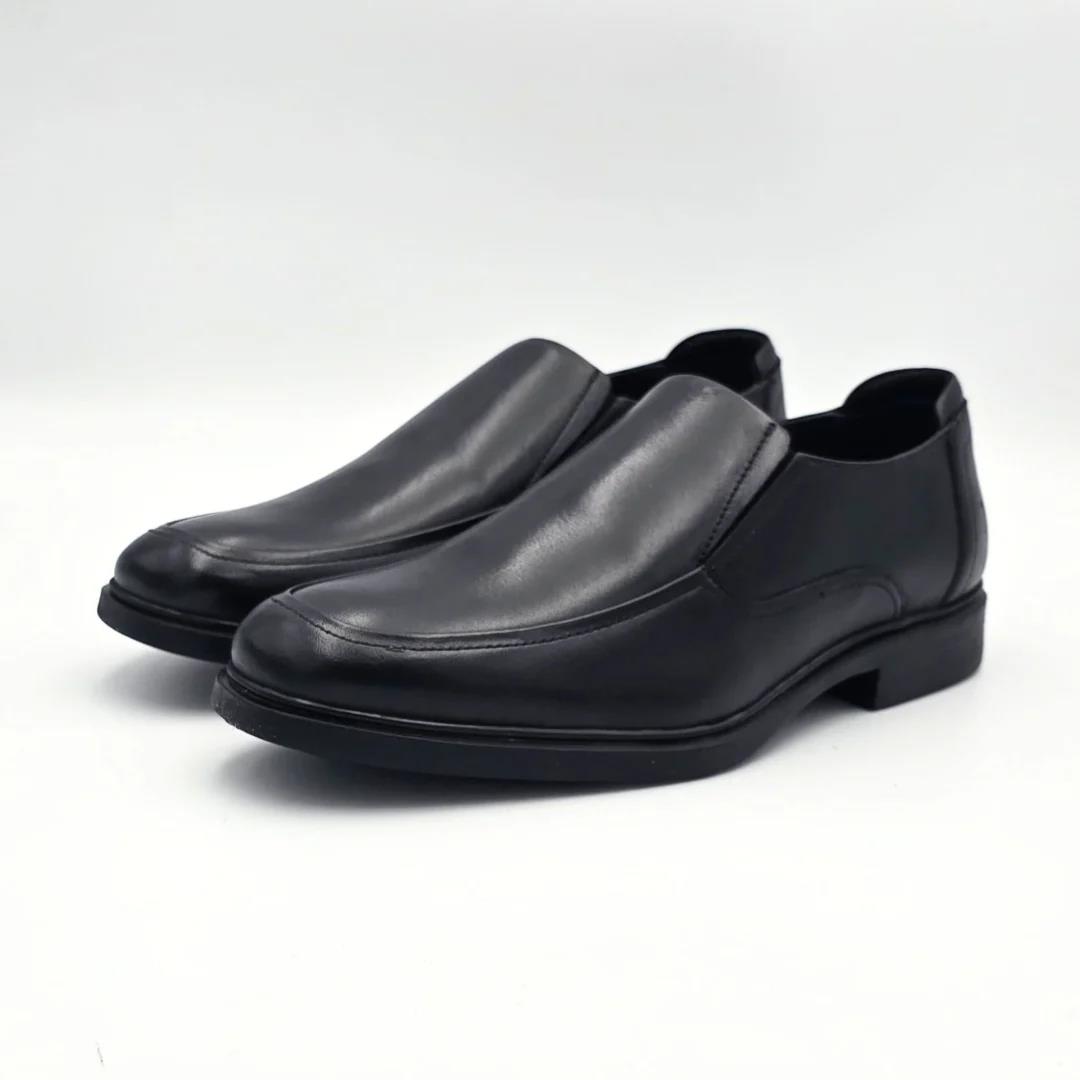 Hush Puppies Mens Jerry Cow Crust Leather Shoe Black