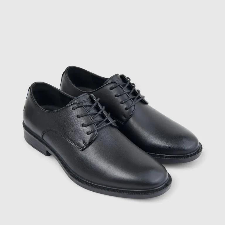 Hush Puppies Mens Harrington Cow Leather Shoe Black