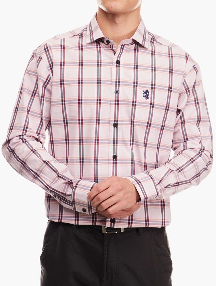 Pringle Mens Classic Fit Long Sleeve Shirt Check Pink