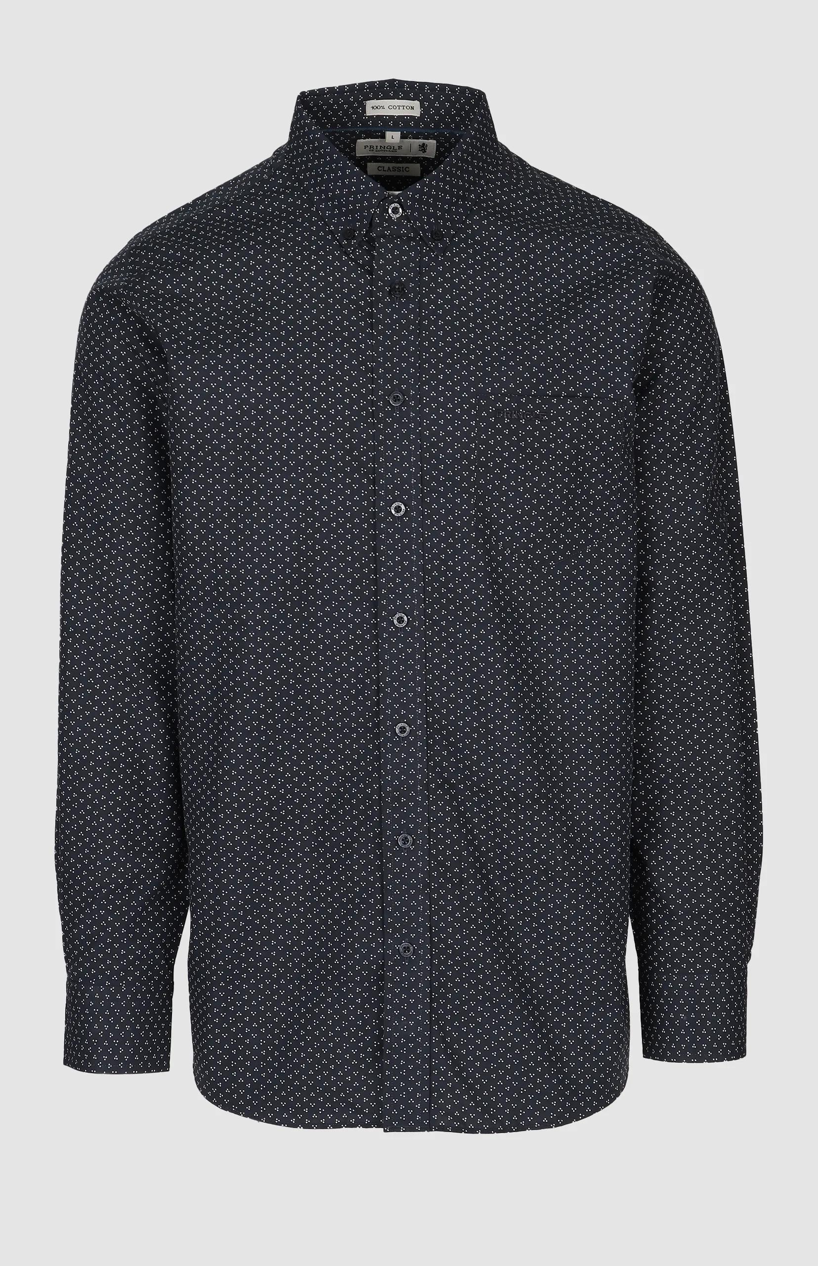 Pringle Mens Randy Printed Long Sleeve Shirt Navy