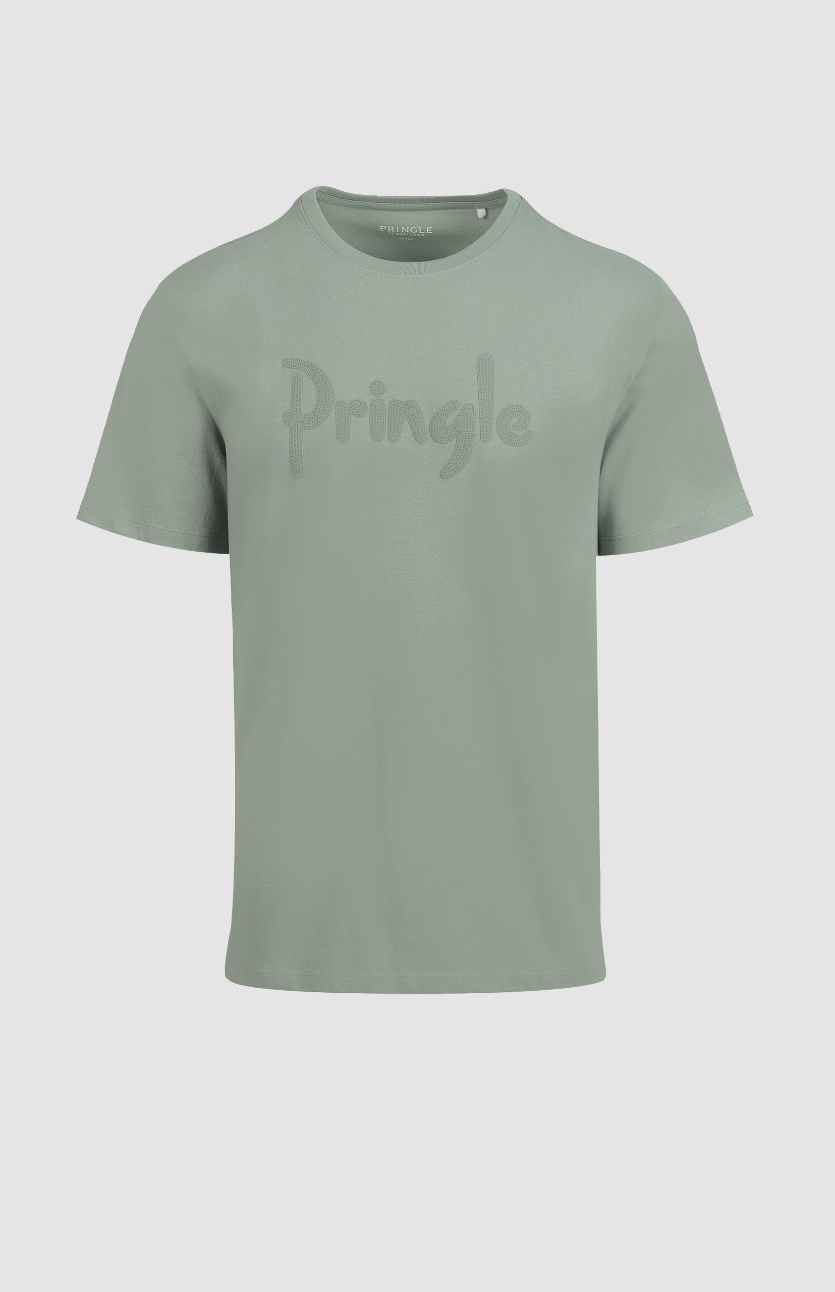 Pringle Mens Richard Raised Print Short Sleeve Tee Sage