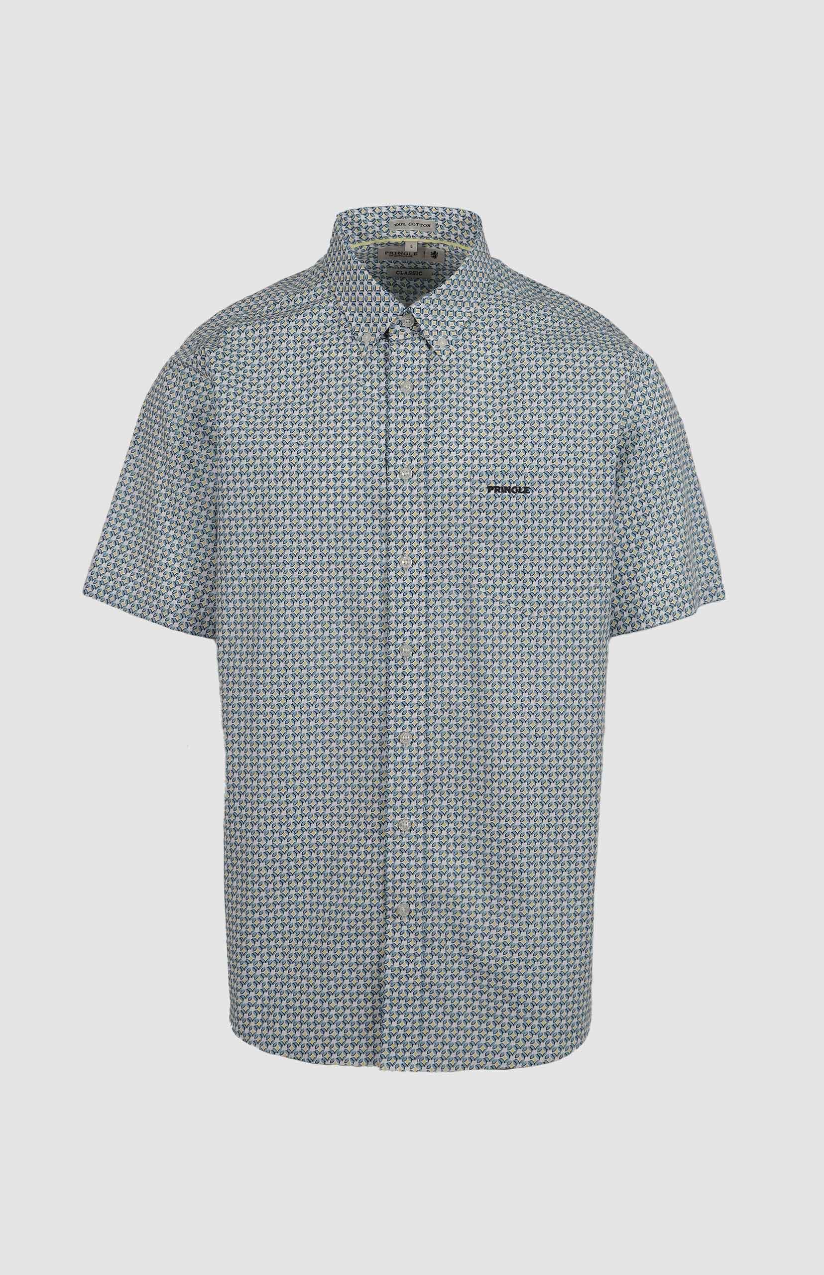 Pringle Mens Quintin Short Sleeve Shirt Blue