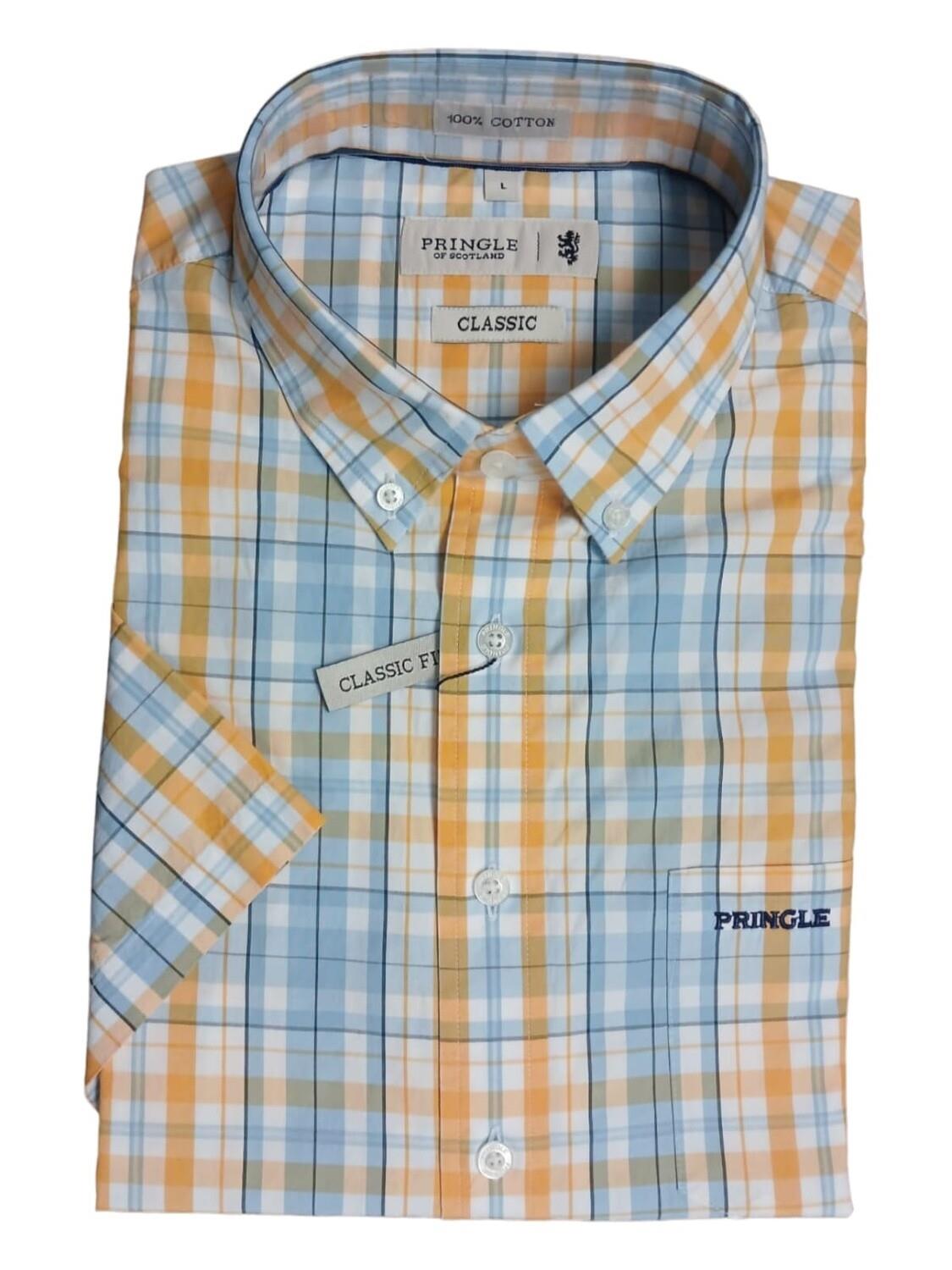 Pringle Mens Rocco Short Sleeve Shirt Yellow