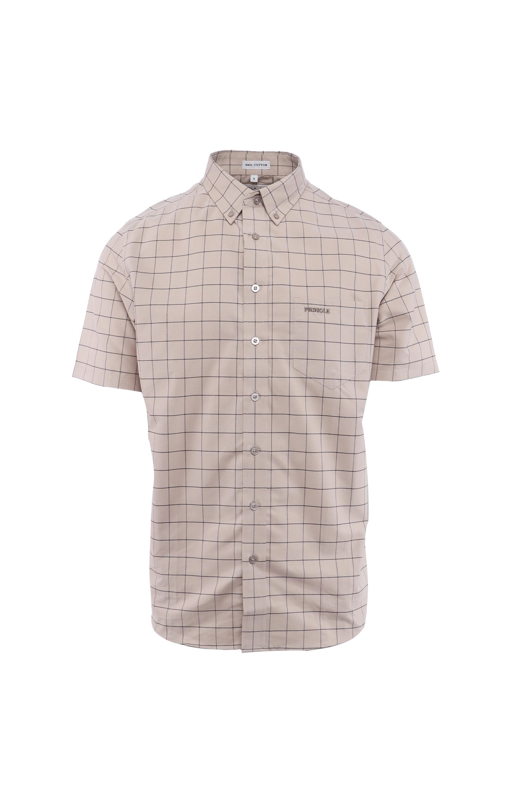 Pringle Mens Oscar Classic Short Sleeve Shirt Stone