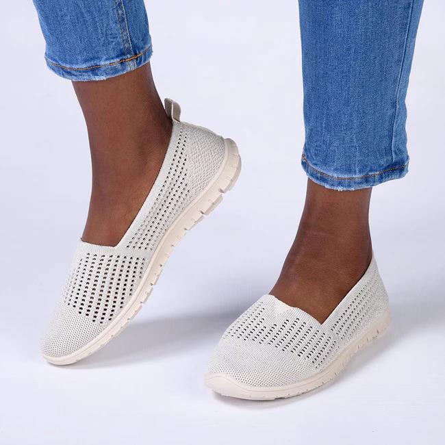 Hush Puppies Womens Nani Lurex Slip On Shoe Lurex Ivory
