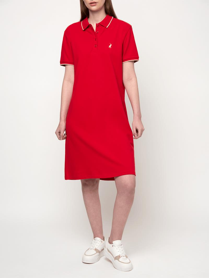 Polo Womens Leah Stretch Short Sleeve Golfer Dress Red