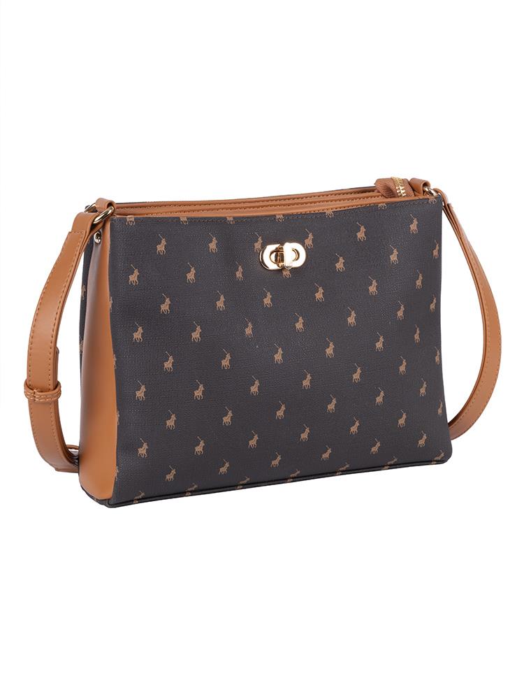 Polo Iconic Multi Tote Compartment Sling Brown