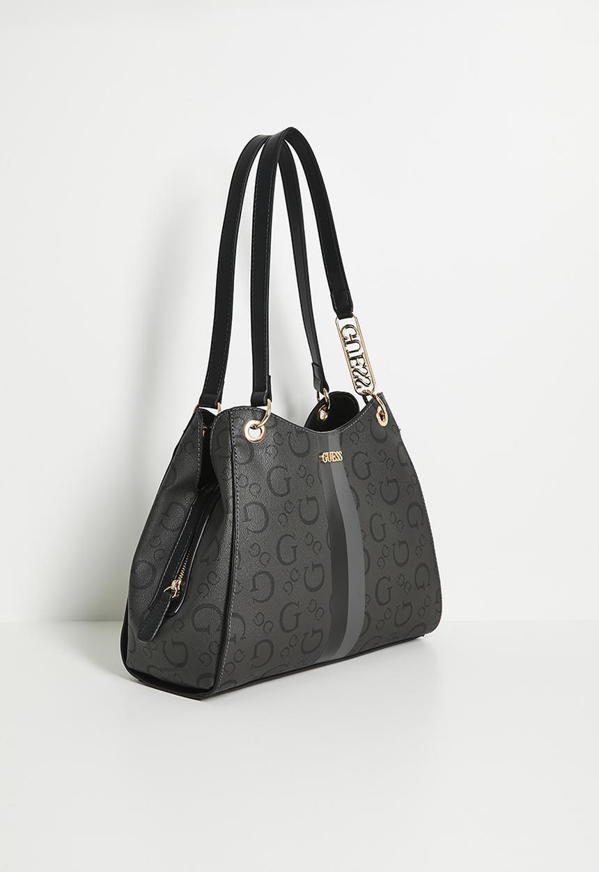 Guess Wester Satchel Handbag Charcoal