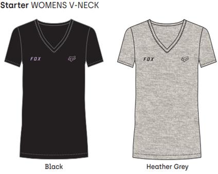 Fox Womens Starter V Neck Short Sleeve Tee Black