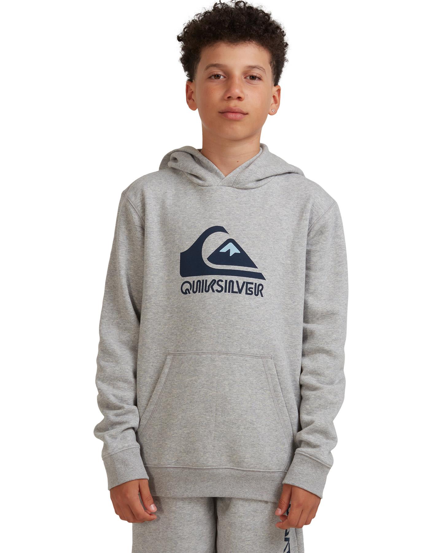 Quiksilver Boys Big Logo Pullover Sweater Hoodie Light Grey Heather