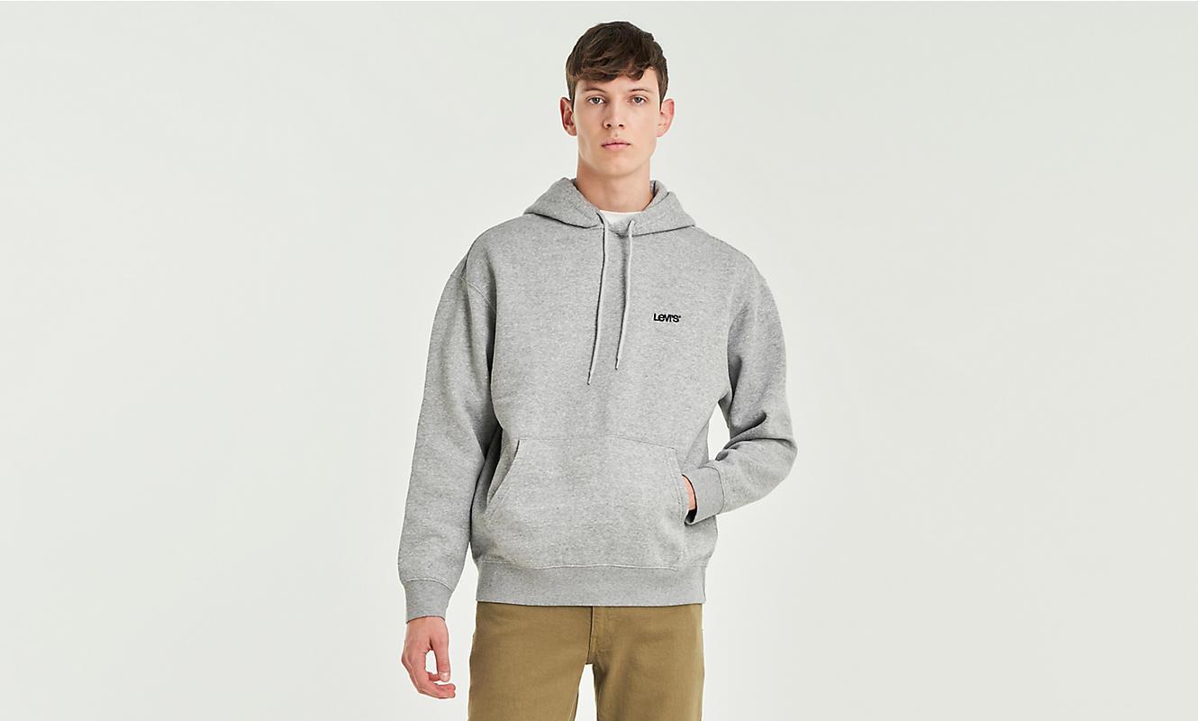 Levis Mens Sweater Hoodie Tone Grey Heather