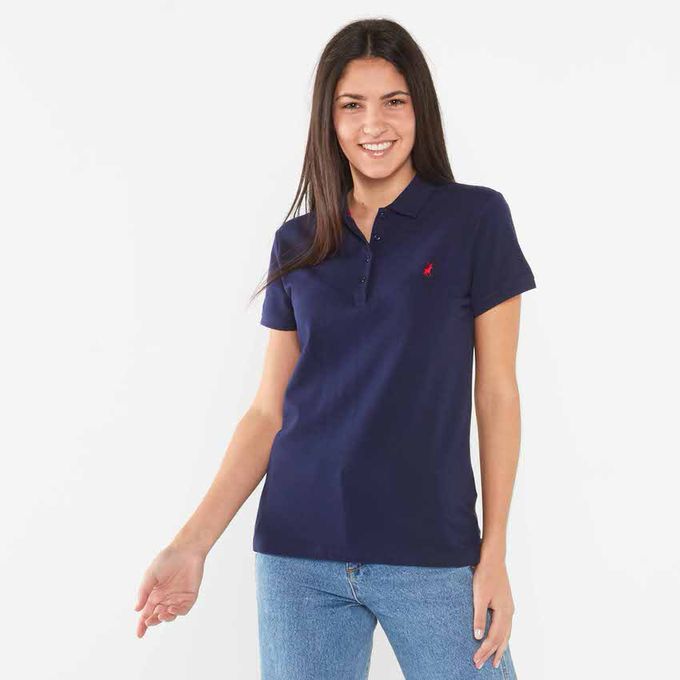Polo Womens Margot Small Pony Stretch Short Sleeve Golfer Navy