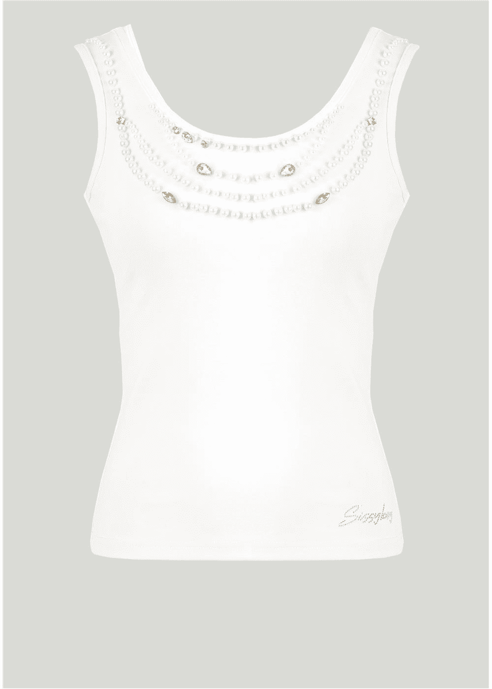 Sissy Boy Fashion Vest Neck Bling White