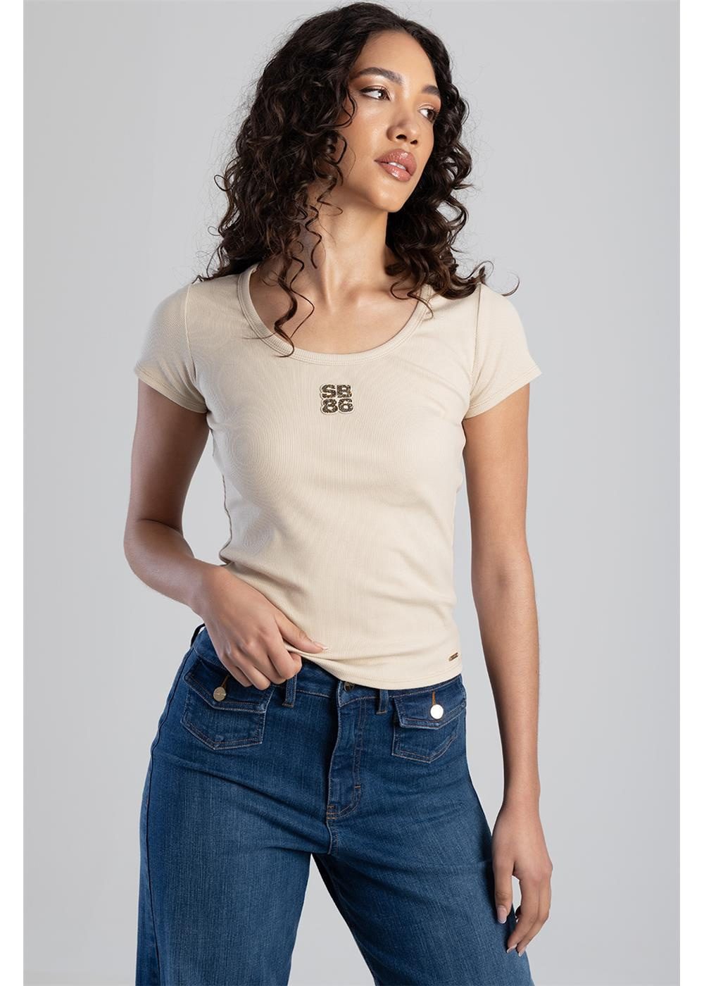 Sissy Boy Womens Future Lover Short Sleeve Fashion Top Stone
