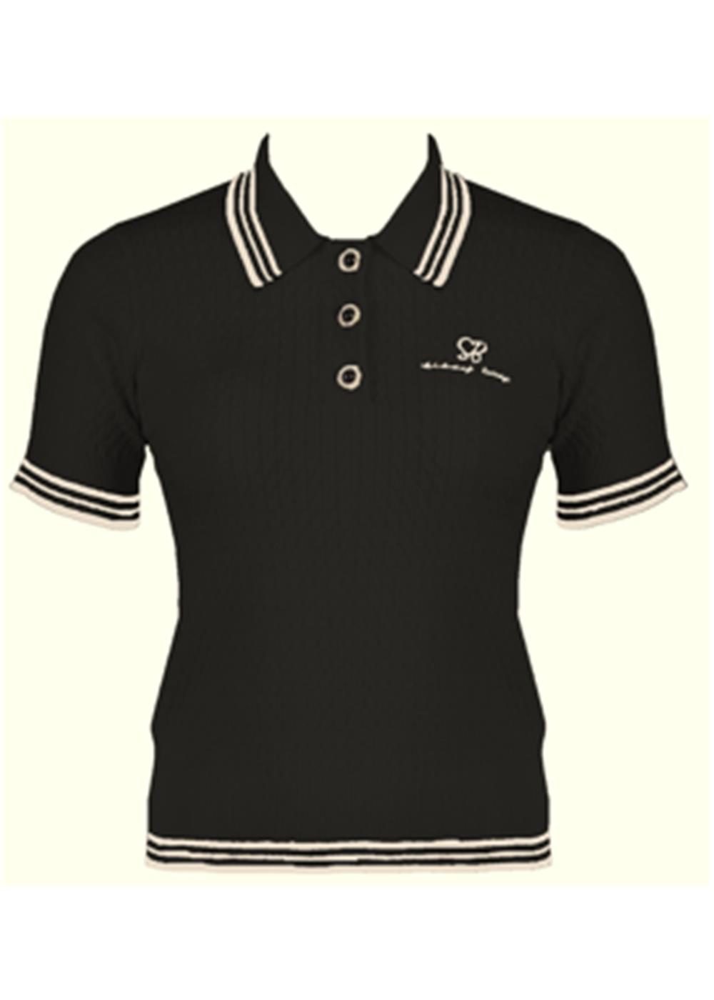 Sissy Boy Womens Polo Knit Logo Short Sleeve Golfer Black