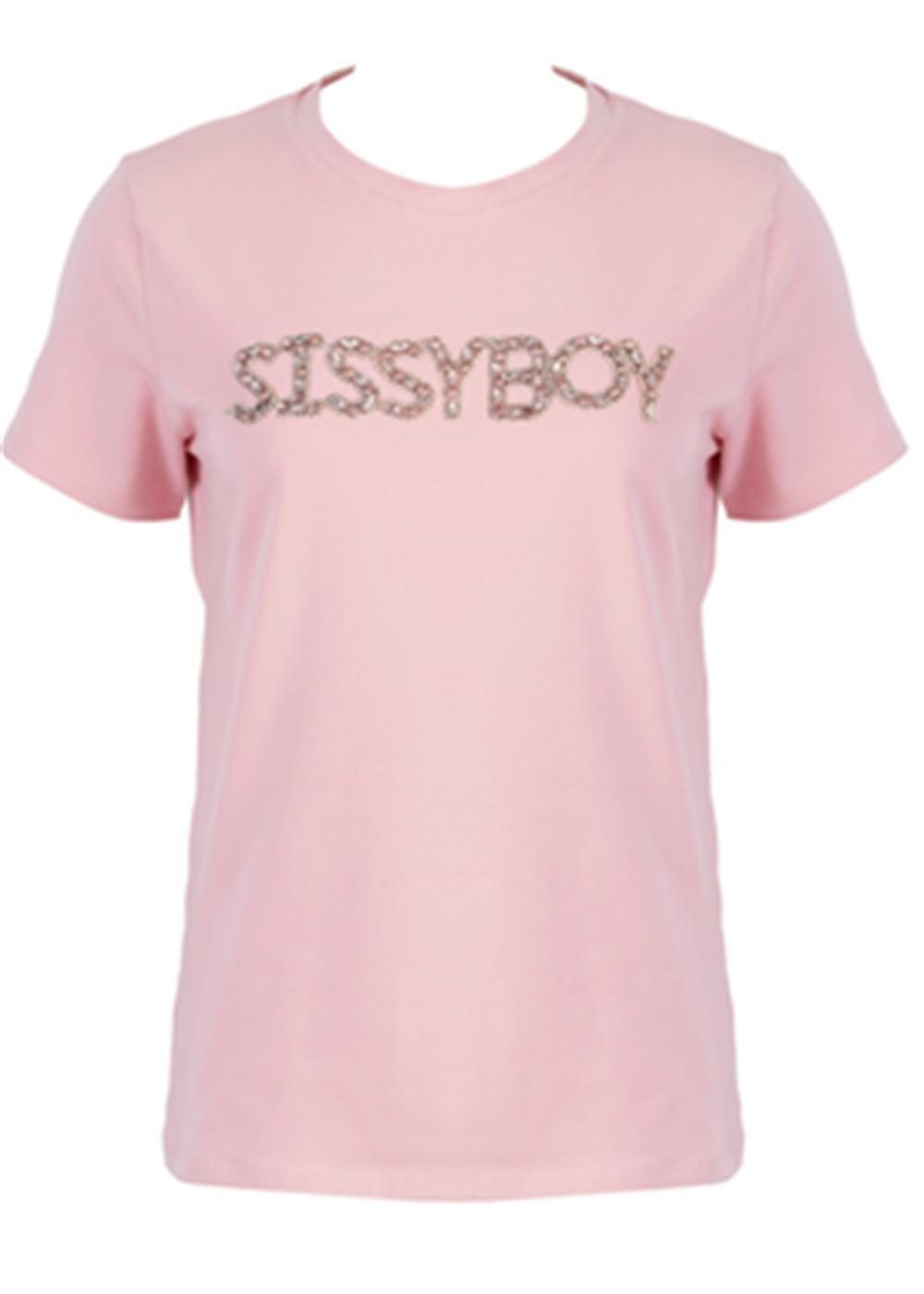 Sissy Boy Regular Tee Diamante Transfer Logo Pale Pink