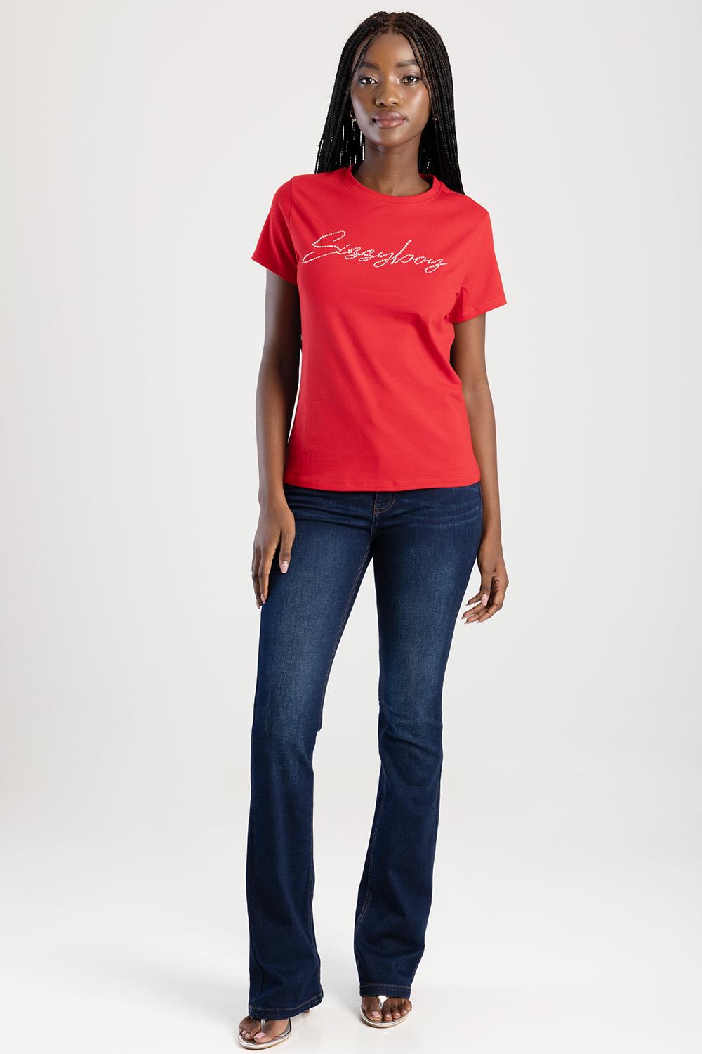 Sissy Boy Regular Dream Drifter Tee Pearl Bling Transfer Red