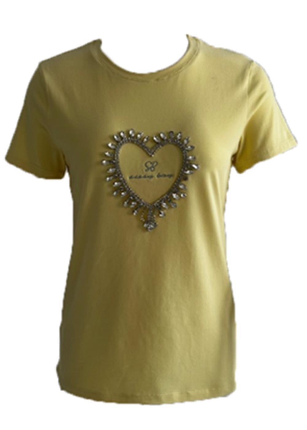 Sissy Boy Regular Tee Bling Heart Embroid Logo Pale Yellow