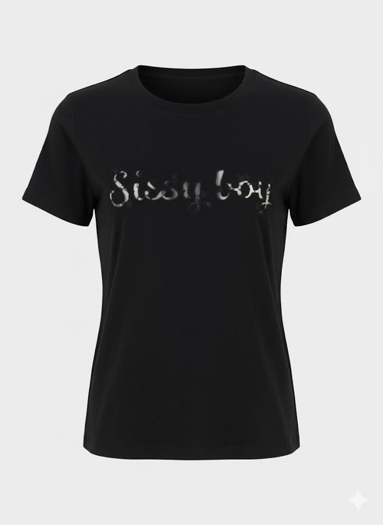 Sissy Boy Short Sleeve Tee Lace Cutout Logo Black