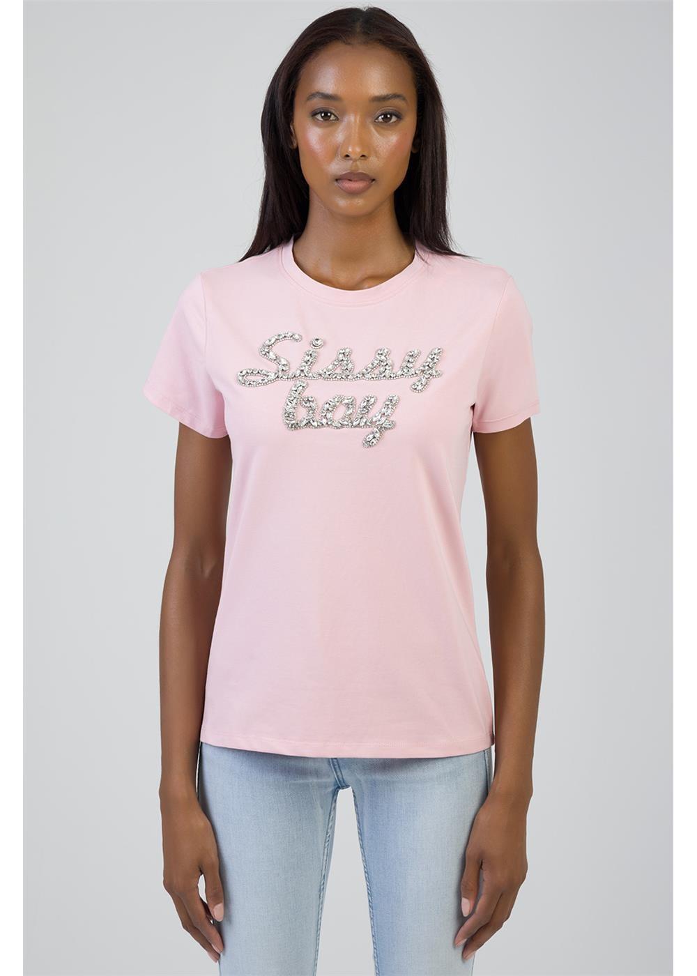 Sissy Boy Glow On Short Sleeve Tee Pale Pink