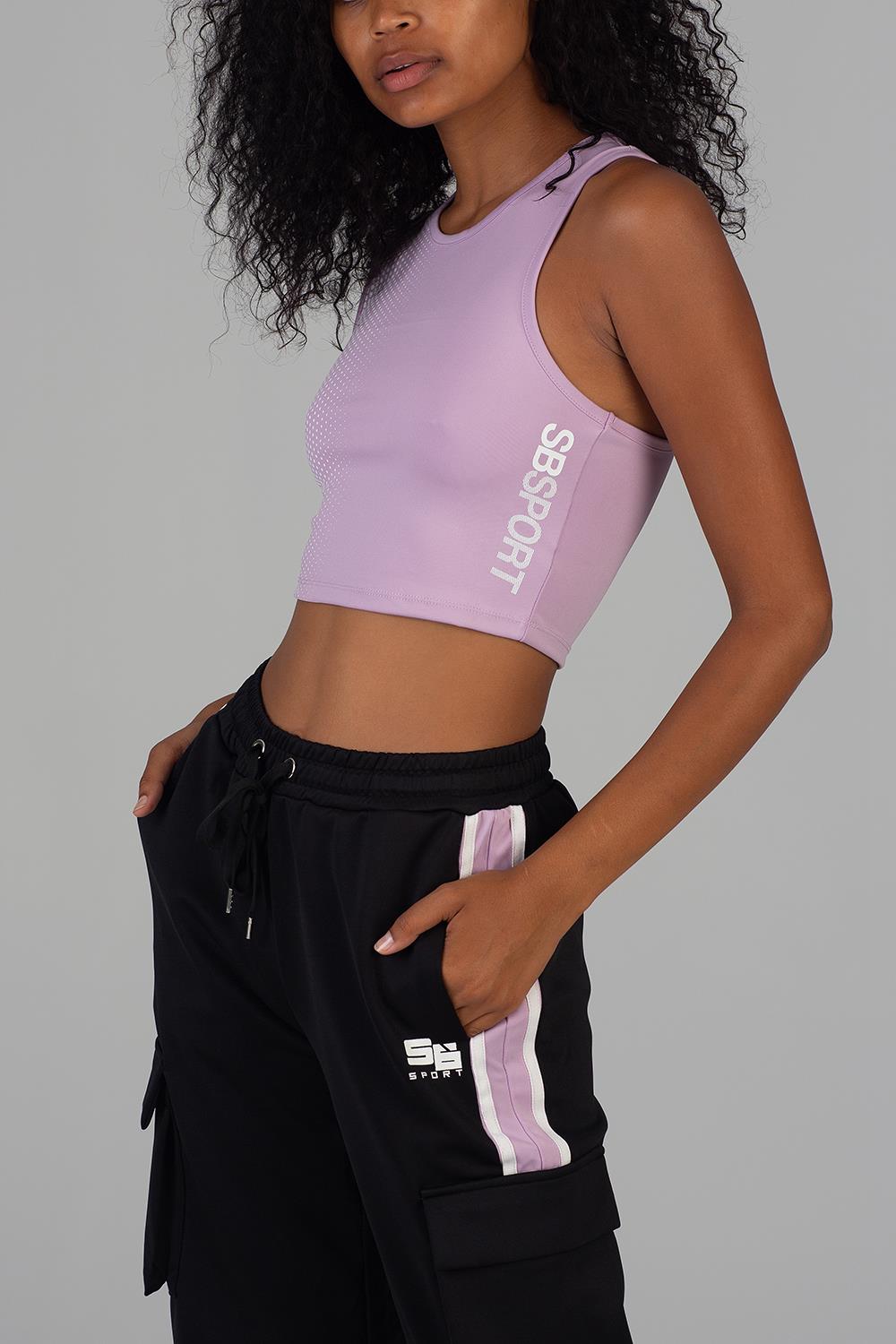 Sissy Boy Womens Sport Crop Racer Back Top Lilac