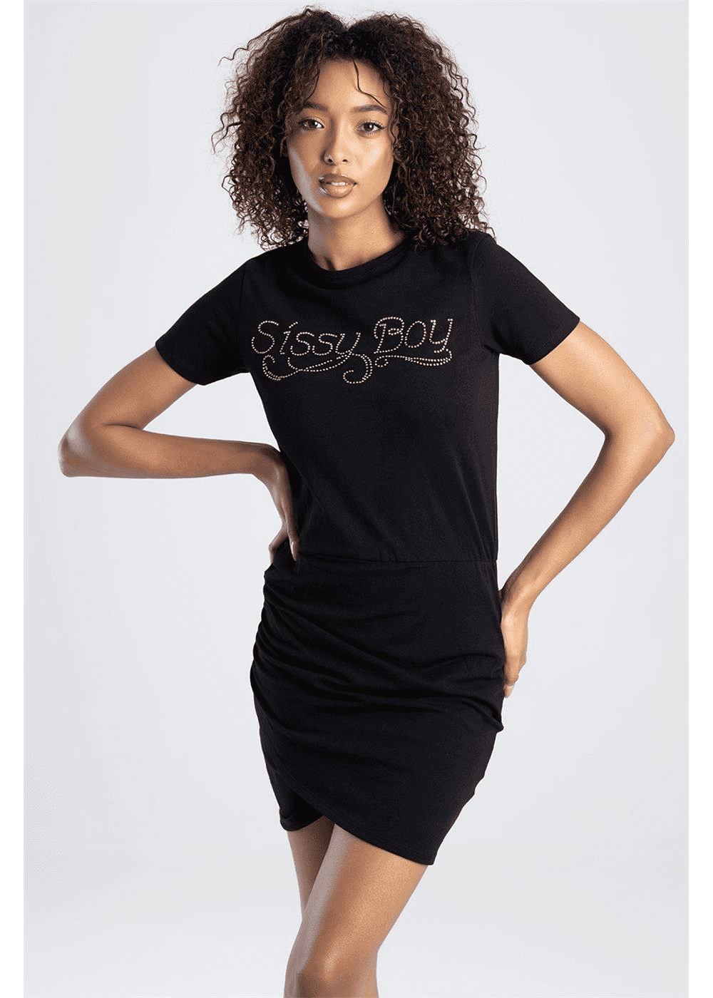 Sissy Boy T Shirt Dress Wrap Skirt Black