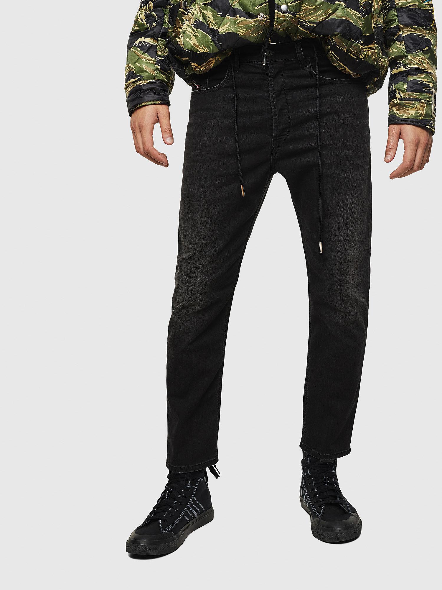 Diesel Mens Eetar Tapered Leg Jean Black